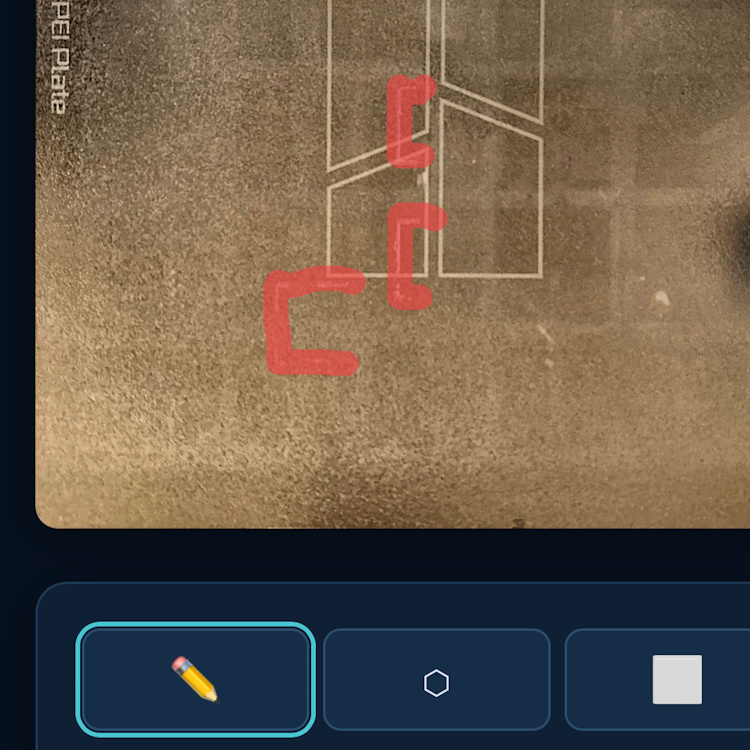 Step 2 — Mark residue with the brush or the polygon
